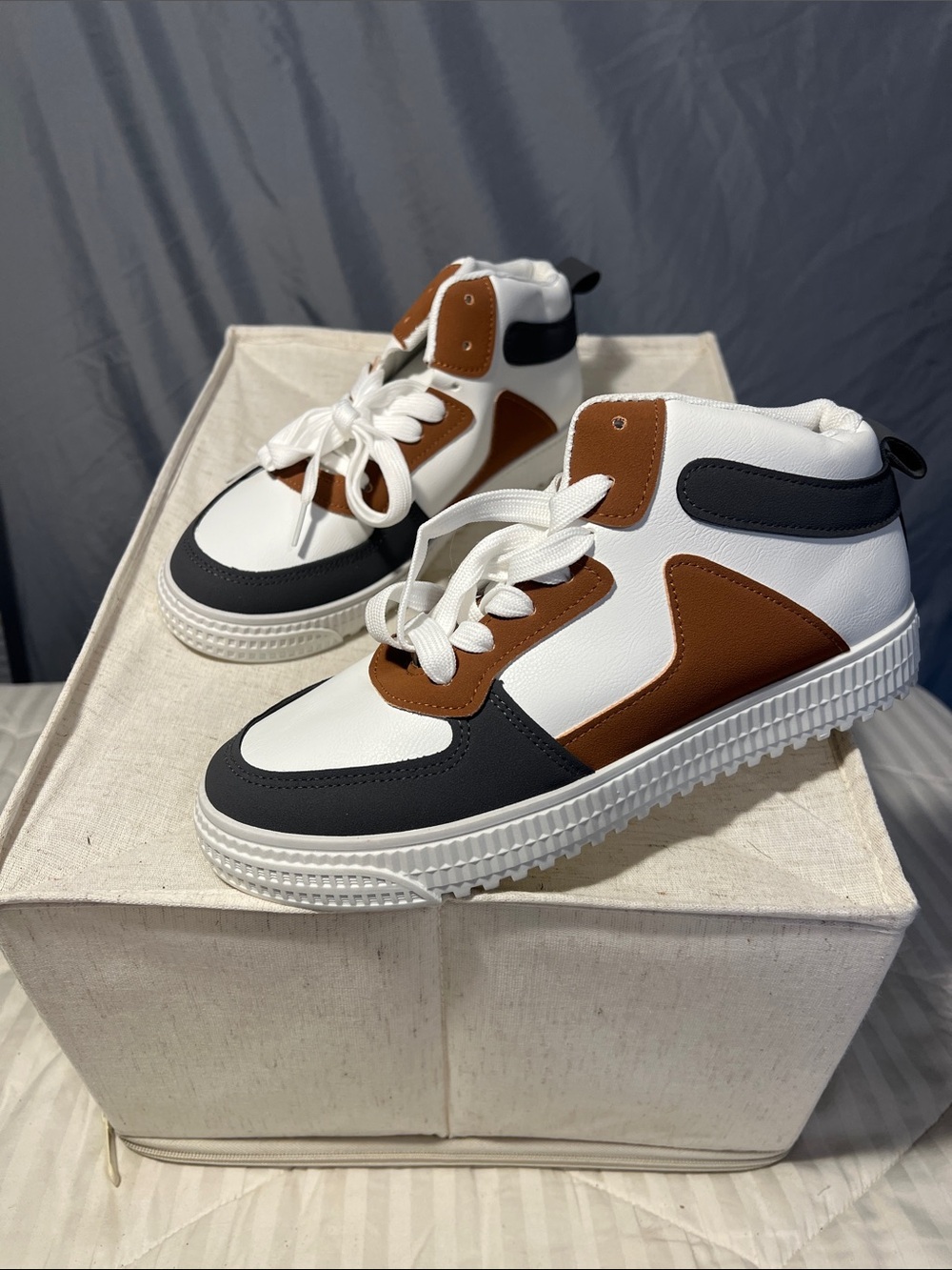 SHEIN White, Brown & Black Women's High-Top Athletic Sneakers